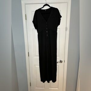 SHEIN Black Button-Up Jumpsuit